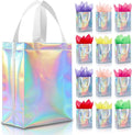 KeerxunBag 12pcs Reusable Gift Bags（Includes Tissue Paper） Gift bag with handle Birthdays Parties Holidays Weddings Medium 10x4x8in colorful
