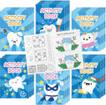 Tooth Activity Books for Kids - 24Pcs Cute Tooth Fairy Mini Games Coloring Book Set Bulk Cartoon Novelty Teeth Themed Mazes Word Search Word Scramble Games for Classroom DIY Art Gifts Party Favors