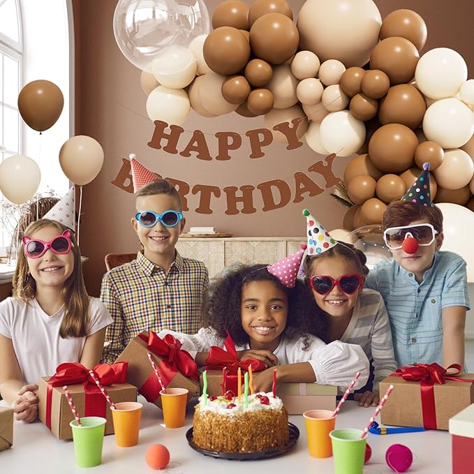 158pcs Brown Balloon Arch Kit Netural Balloon Garland Arch Kit Different Sizes Brown Beige Nude Tan White Sand Balloons for Netural Bear Baby Shower Decorations Bridal Shower Wedding Birthday Party