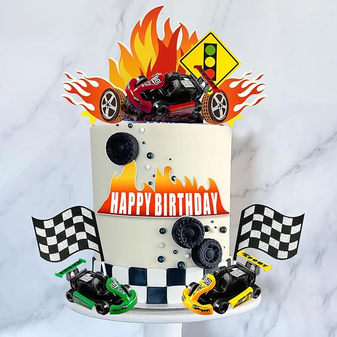 Racing Car Cake Toppers Car Truck Cake Decorations for Man Birthday Racing Car Theme Birthday Supplies (Style 1)