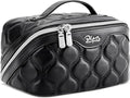 BOYATU Travel Makeup Bags for Women Cosmetic Bag: Puffy Make up Bags Set of 3 - Vegan Leather Makeup Organizer - Waterproof Large Toiletry Bag with Compartments - Travel Essentials (H-1-Black)