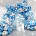 Frozen Balloons Garland Arch Kit - 178Pcs Winter Wonderland Snowflake Blue Silver White Balloon for Winter Wonderland Theme Baby Shower Christmas Snow Girl Princess Birthday Party Decorations