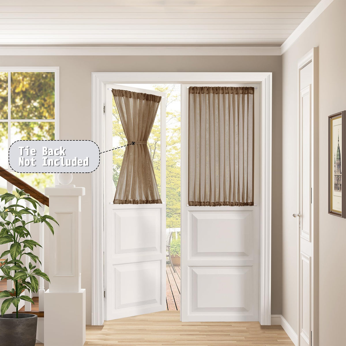 Sheer Door Curtains Closet Linen Textured Curtain Sheers Doorway Light Filtering Voile French Doors Rod Pocket Curtains Patio Glass Door
