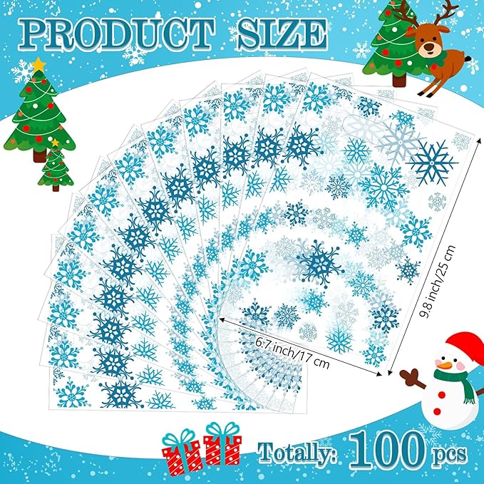 Pasimy 100 Pcs Treat Bags He is Risen Gift Bags Easter Party Goodie Candy Plastic Favor Pouches for Religious Theme Bible School Party Decorations Supplies(Light Blue,Snowflake)