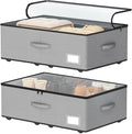EE-RoomWorld Under Bed Storage with Wheels, No Assemble Required 10 inches height Under Bed Storage bins,Large capacity Rolling Underbed Shoe Storage containers，dorm underbed storage drawers
