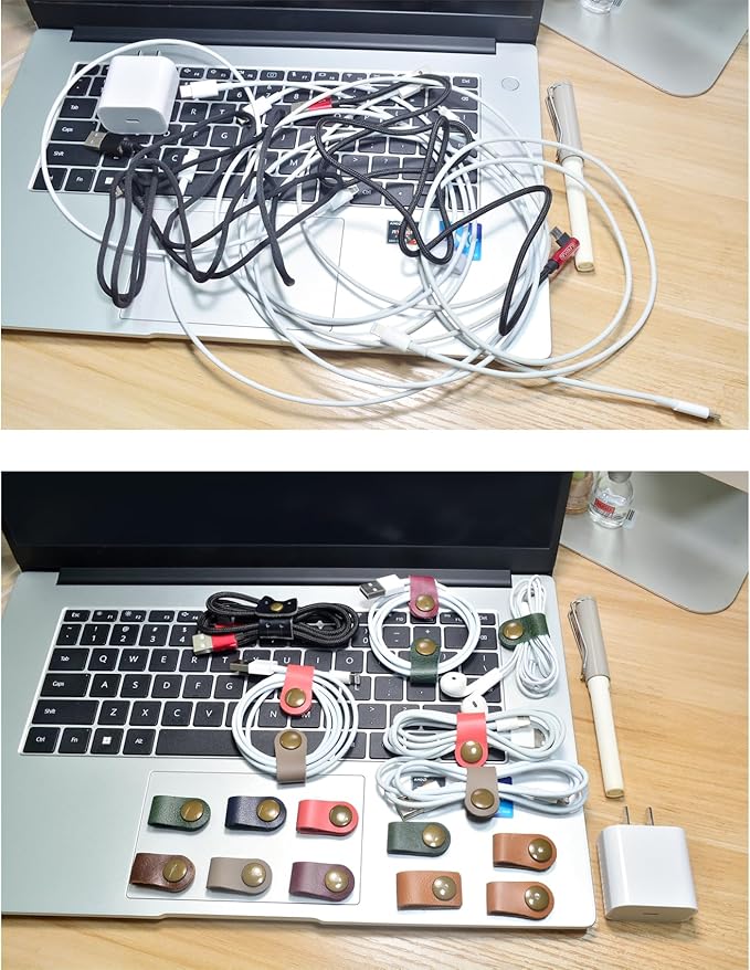 CAILLU Cord Organizer,Cord Keeper,Cable Organizer USB Holder,Cable Management,Cable Straps,Earbud case,wrap Headset Winder,Phone Earphone Clips Ties Stocking Stuffers for Women Men Gifts 10