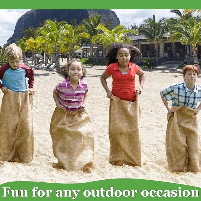CWLAKON 6 Pack Large Burlap Potato Sack Race Bags for Kids Adults, Field Day Family Reunion 4th of July Easter Halloween Game, Outdoor Camping Picnic Birthday Party Outside Yard Lawn Carnival Games