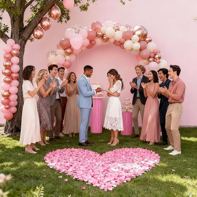 Rose Gold Balloon Arch Kit, 137Pcs Blush Pink Dusty Balloons Metallic Sand White Vintage Soft Pink for Wedding Baby Shower Girl Birthday Bridal Shower Princess Party Decorations
