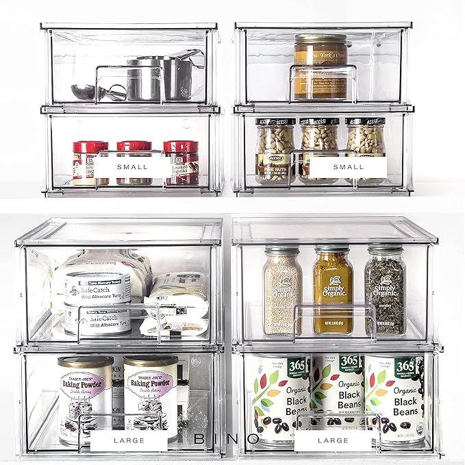 BINO | Stackable Storage Drawers, Large - Clear | THE CRATE COLLECTION | Storage Bins With Drawers | Bathroom Organizers | Under Sink Organizer | Vanity Cabinet Home Organization