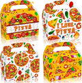 Roaring Good Time 12 PCS Pizza Party Favor Boxes Pizza Goodie Treat Bags Pizza Themed Birthday Party Supplies Pizza Birthday Decorations Bags
