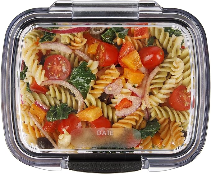 Progressive Prokeeper + Deli Storage Set: Air-Tight Silicone Sealed Containers w Grooved Bottom, Dry Erase Lid, BPA-Free, Stackable, Keeps Meats & Cheeses Fresh Longer, PKS-706C Tall Deli 1.65L
