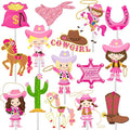 36Pcs Cowgirl Cupcake Toppers Western Theme Cake Decorations Pink Cowgirl Cupcake Toppers for Western Cowgirls Birthday Party Baby Shower Supplies