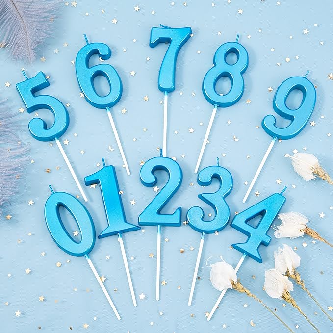 PHD CAKE 2.76 Inch Modern Blue 9 Number Birthday Candles, Blue Number Candles, Cake Number Candles, Party Celebration