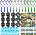 110PCS Camping Happy Birthday Party Favors Gift Bag Kits with Camp Compass, Hiking Whistles Keychain Carabiner, Camping Stickers Decorations for Outdoor Camper Nature Adventure Exploration Supplies