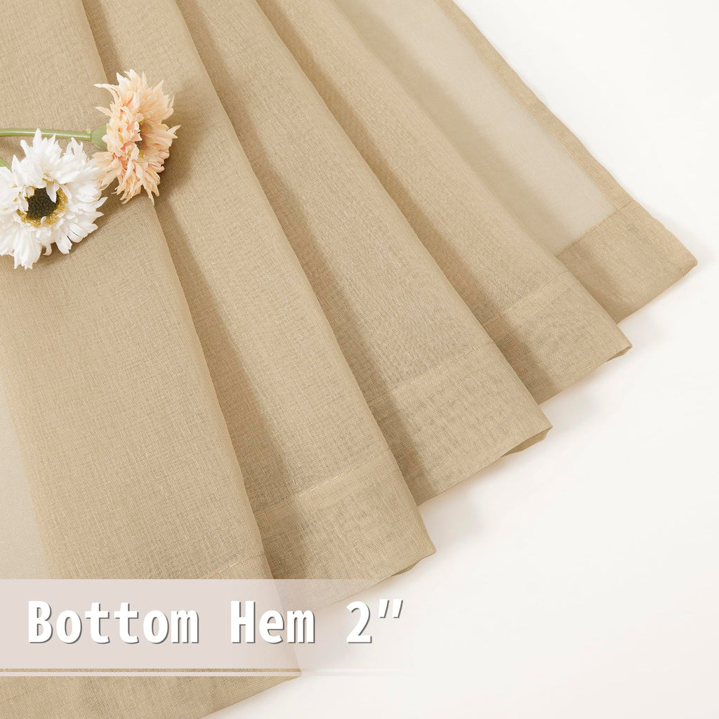 Sheer Door Curtain Closet Linen Textured Curtain Sheers Doorway Light Filtering Voile French Door Rod Pocket Curtains Patio Glass Doors