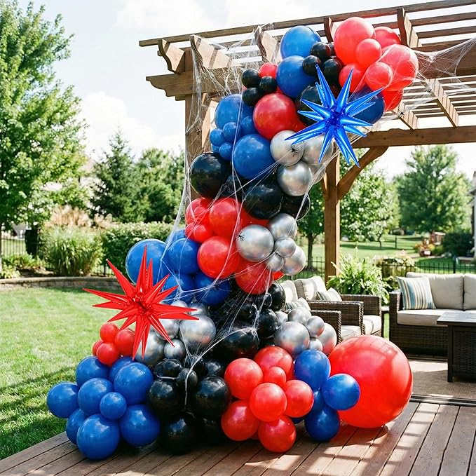 100pcs Hawaii Balloons Garland Arch Kit with Balloons for Birthday Decorations,Party Supplies for boys Girls (Spider)