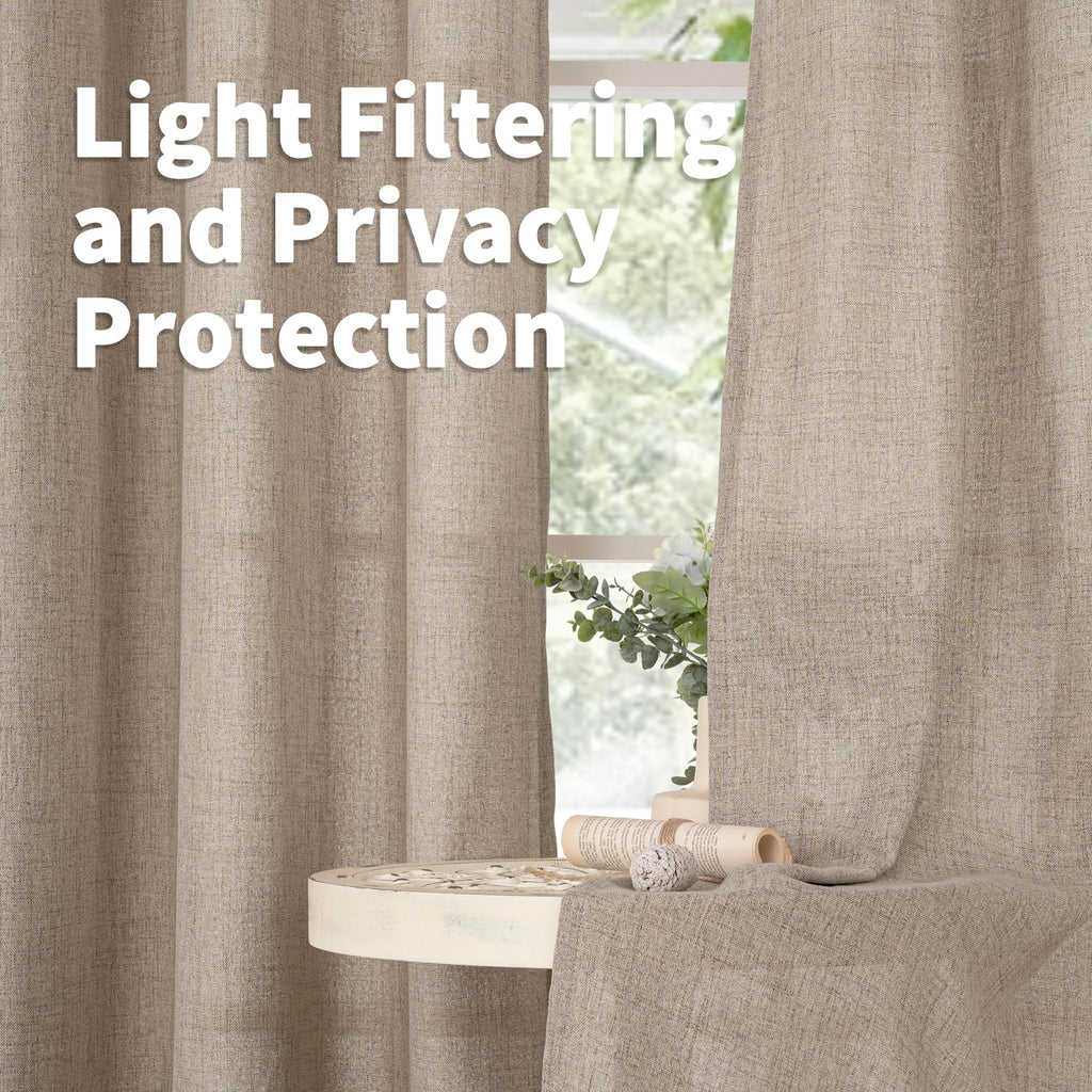 Burlap Linen Kitchen Curtains 36 Inch Window Over Sink 2 Panels (2 Count)