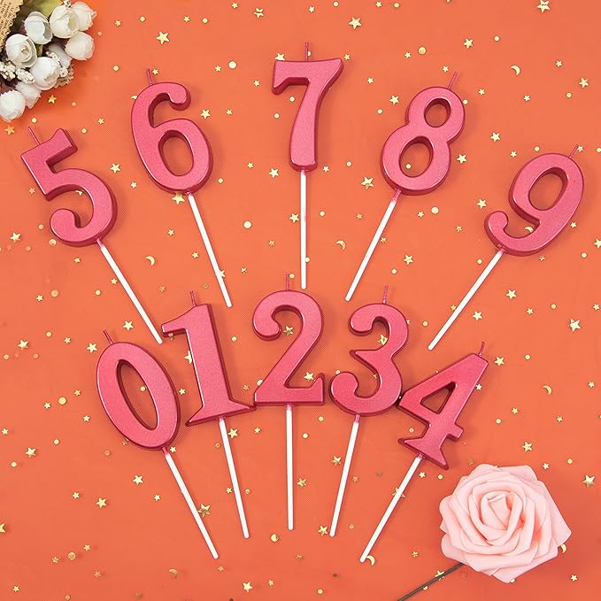 PHD CAKE 2.76 Inch Modern Red 2 Number Birthday Candles, Red Number Candles, Cake Number Candles, Party Celebration