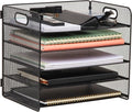Mind Reader 5 Tier Paper Tray Desktop Organizer, Removable Shelves, Cut-Out Handles, Tool-Free Assembly, Metal Mesh, Black