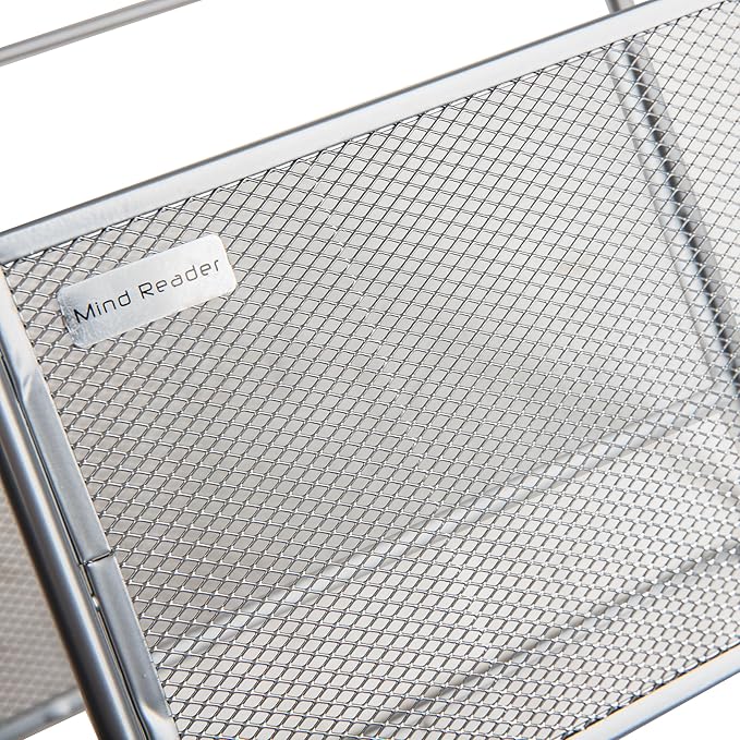 Mind Reader Hanging File Folder Organizer, Desktop Organizer, Storage, Office, Metal Mesh, Silver