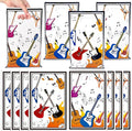 ANGOLIO Music Party Favor Bags - 50 Popular Singer Guitar Gift Bags Die Cut Plastic Candy Snack Goodie Treat with Handle for Boys Girls Birthday Musical Theme Party Anniversary Back to School Supplies