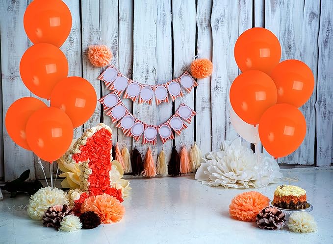 Treasures Gifted Burnt Orange Balloons - 72 Pack Orange Latex Matte 12 Inch Balloons - Party Supplies - Globos Naranjas