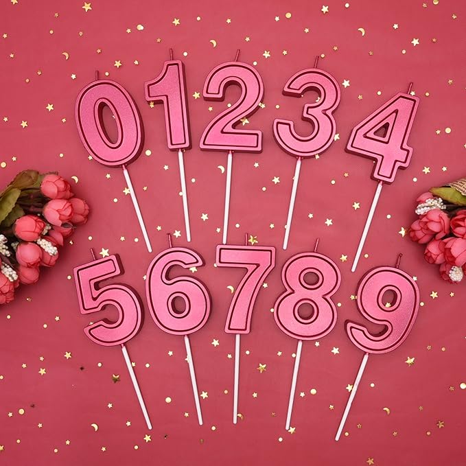 PHD CAKE 2.76 Inch Luxe Red 2 Number Birthday Candles, Red Number Candle, Cake Number Candles, Party Celebration
