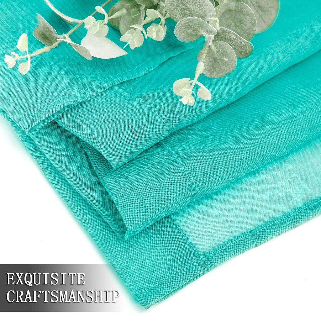 Short Sheer Curtains Linen Textured Living Room Curtain Sheers Light Filtering Rod Pocket Voile Curtains for Bedroom