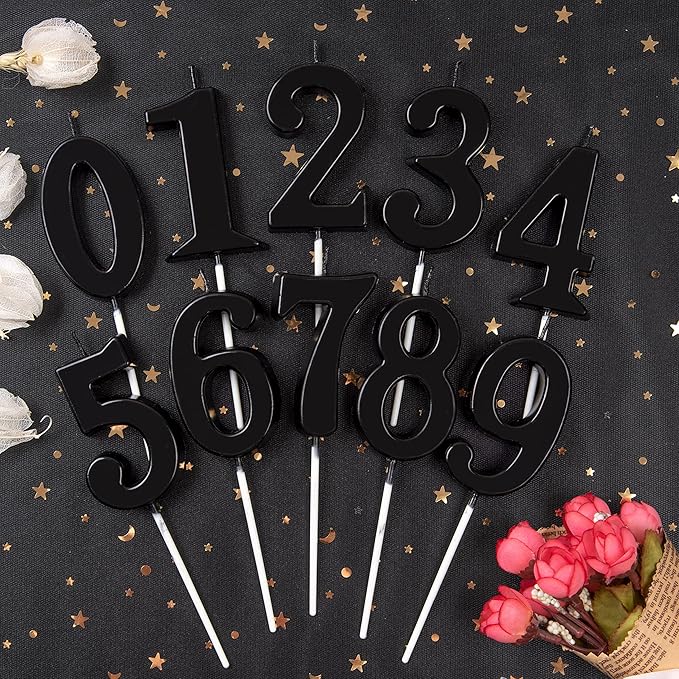 PHD CAKE 2.76 Inch Modern Black 2 Number Birthday Candles, Black Number Candles, Cake Number Candles, Party Celebration
