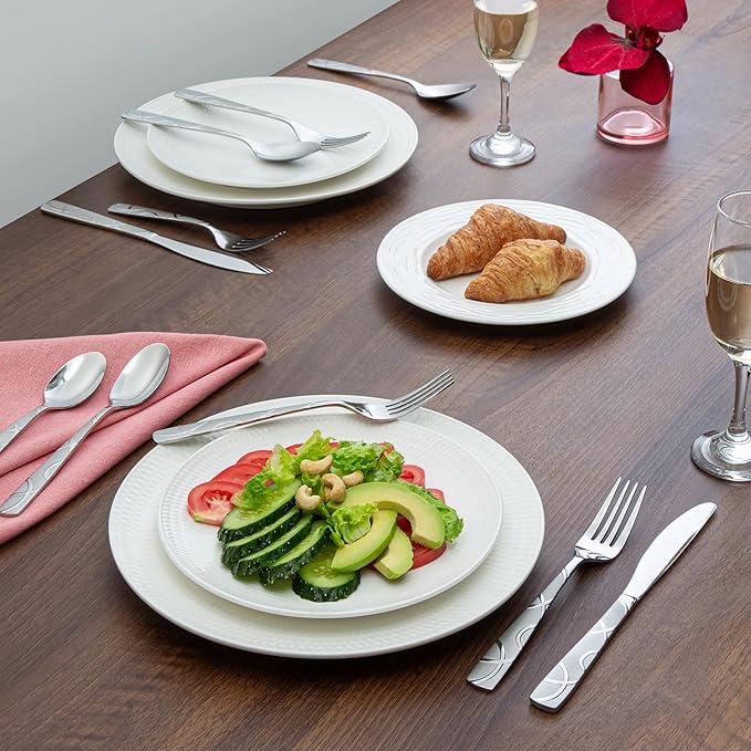 HIKAA Silverware Set, 30-piece Stainless Steel Flatware Set Cutlery Set for 6, for Kitchen, Home, Wedding, Party, Mirror Polished and Dishwasher Safe