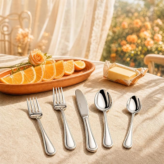 NICE KITCHEN Silverware Set for 4,20 Piece Heavy Duty Stainless Steel Flatware Set - Mirror Polished Cutlery Set,Dishwasher Safe Utensil Set with Knives Forks Spoons,Luster Series
