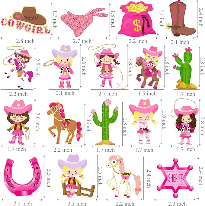 36Pcs Cowgirl Cupcake Toppers Western Theme Cake Decorations Pink Cowgirl Cupcake Toppers for Western Cowgirls Birthday Party Baby Shower Supplies