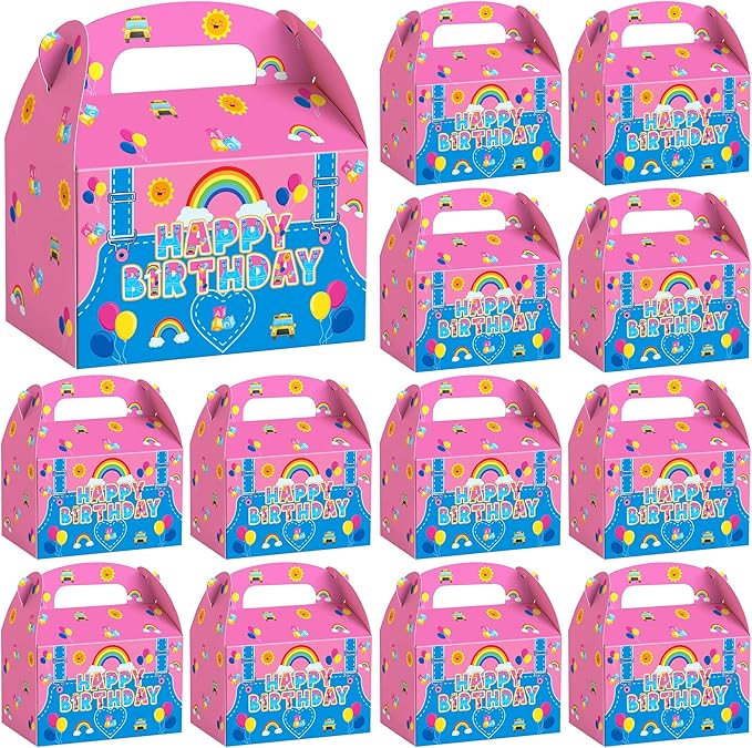 20Pcs Girls Party Favors Gift Boxes, Prepare Candy Snacks Gift Boxes for Enlightened Teacher Birthday Decoration Cartoon English Teachers Decor Supplies for Birthday Baby Shower Decorations Supplies