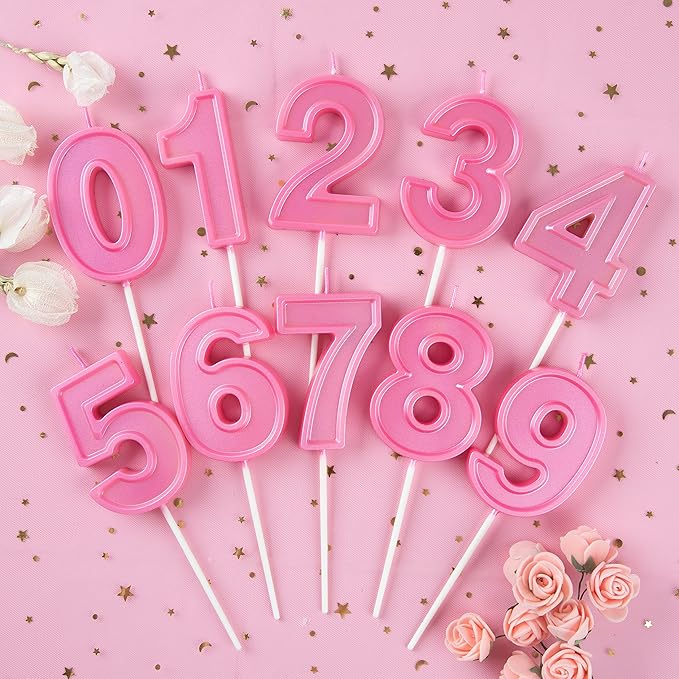 PHD CAKE 2.76 Inch Luxe Pink 6 Number Birthday Candles, Pink Number Candles, Cake Number Candle, Party Celebration