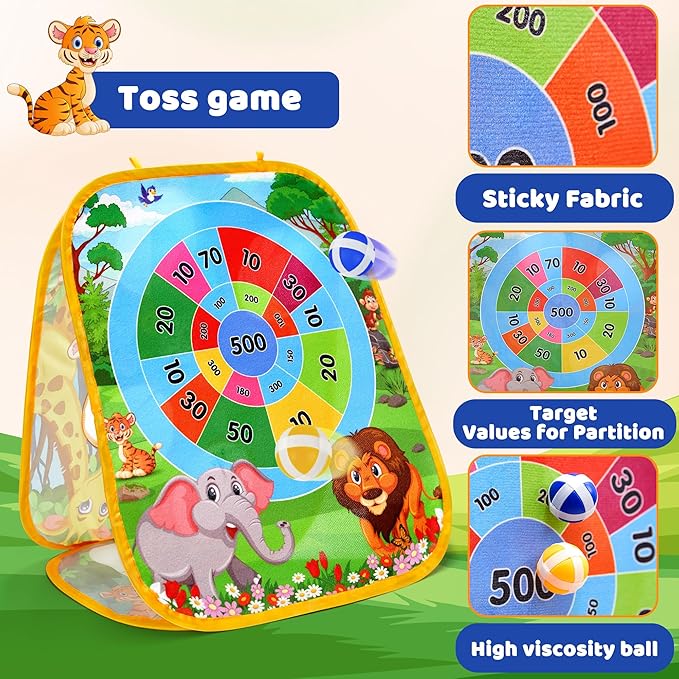 JoyRapt 3 in 1 Bean Bag Toss Outdoor Toys for Toddlers Kids, Cornhole Outside Toys, Carnival Game Toodler Outdoor Indoor Gift for Birthday or Christmas for Ages 3-12 (Animal)
