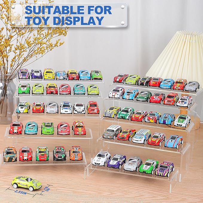 Aheroi Large Acrylic Risers, 10 Pcs 2 Set(7”L~8”L~9”L) Riser Display Shelf, Clear Rectangular Display Stands Set, Transparent Shelves for Decor, Showcase Holder for Cupcake