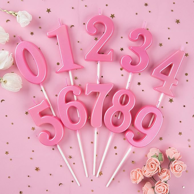PHD CAKE 2.76 Inch Modern Pink 5 Number Birthday Candles, Pink Number Candles, Cake Number Candles, Party Celebration