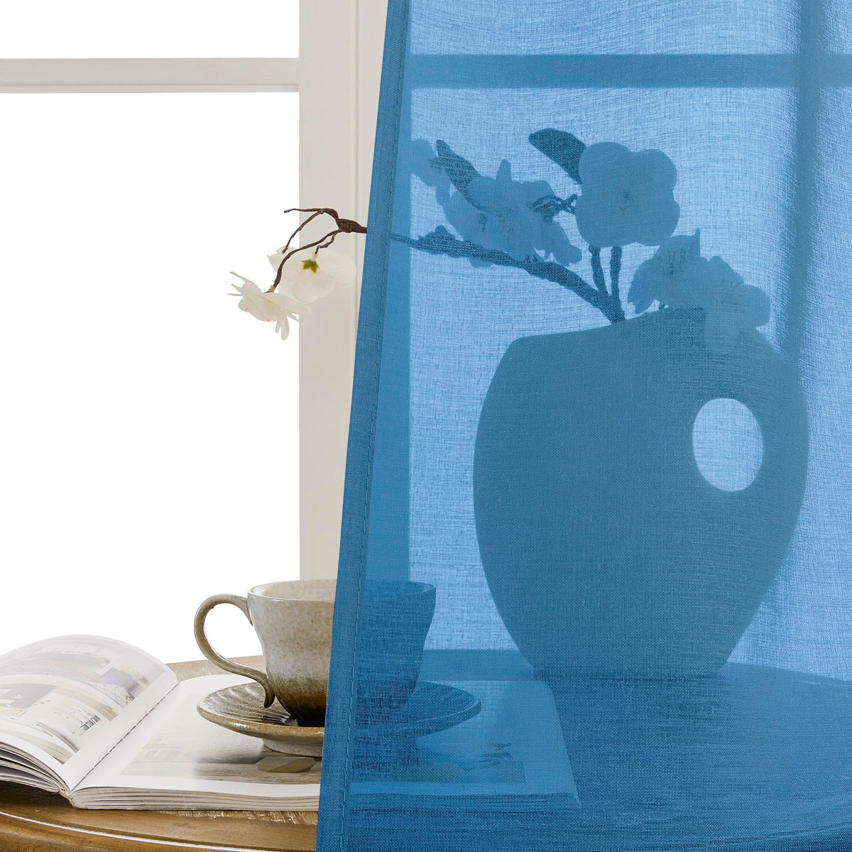 Sheer Door Curtain Closet Linen Textured Curtain Sheers Doorway Light Filtering Voile French Door Rod Pocket Curtains Patio Glass Doors