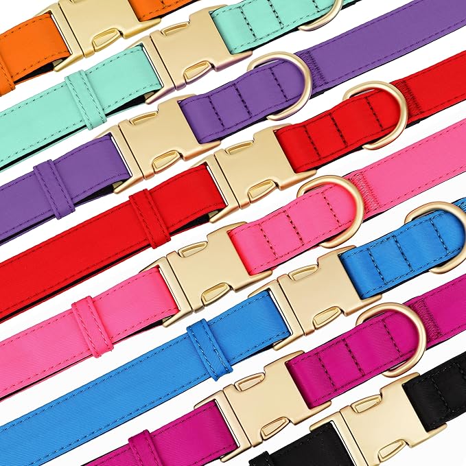 Didog Soft Padded Dog Collar for Large Dogs, Colorful and Durable Pet Collar with Quick Release Buckle, Light and Breathable for Daily Walking, Rose Purple, L