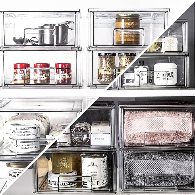 BINO | Stackable Storage Drawers, Small - Clear | THE CRATE COLLECTION | Storage Bins With Drawers | Bathroom Organizers | Under Sink Organizer | Vanity Cabinet Home Organization