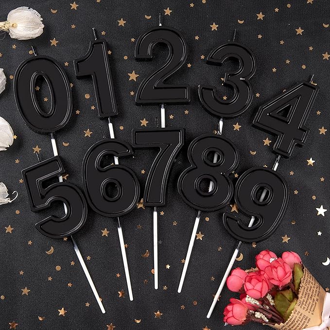 PHD CAKE 2.76 Inch Luxe Black 1 Number Birthday Candles, Black Number Candles, Cake Number Candles, Party Celebration